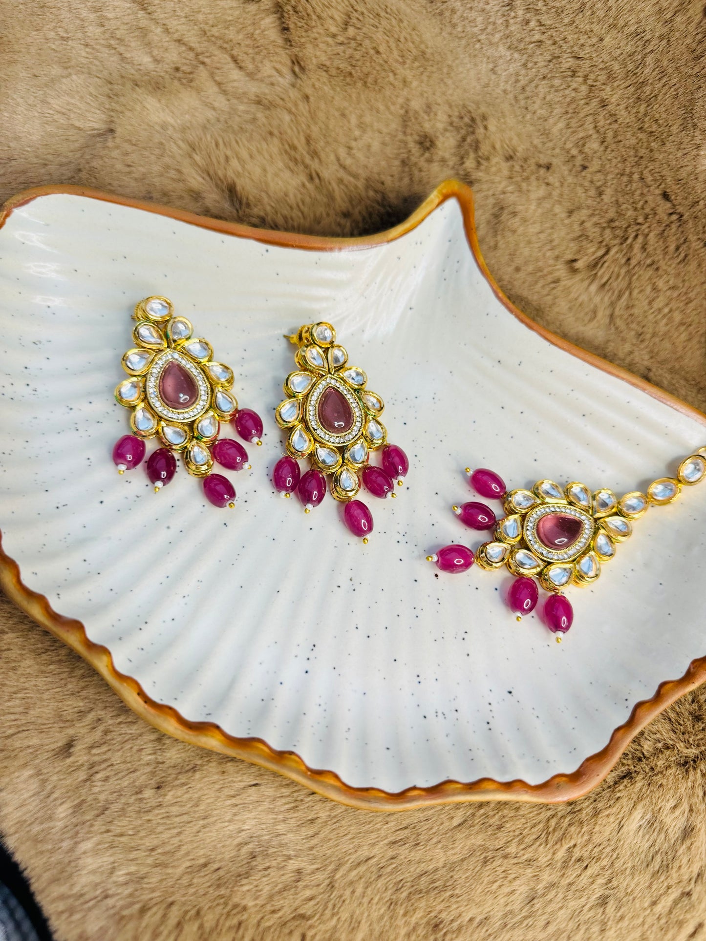 HeyBae Kundan Red Necklace Set with Earrings – Ethnic Bridal Jewellery