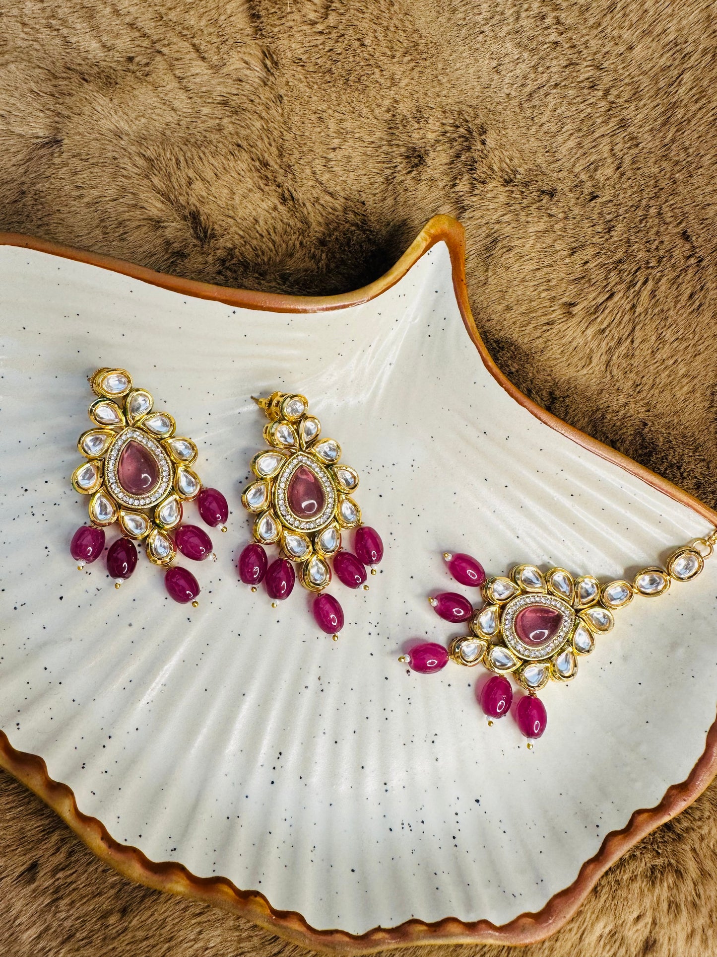 HeyBae Kundan Red Necklace Set with Earrings – Ethnic Bridal Jewellery