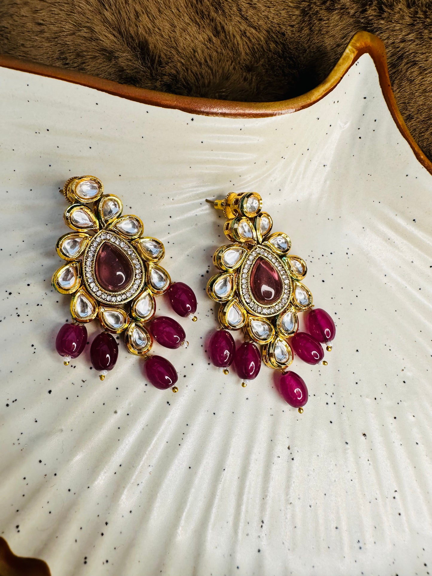 HeyBae Kundan Red Necklace Set with Earrings – Ethnic Bridal Jewellery