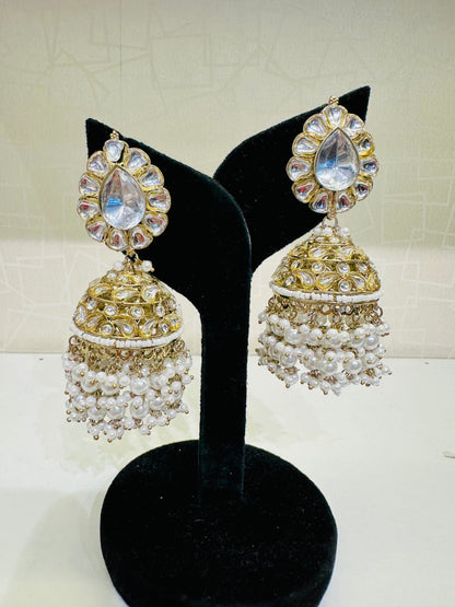 Red Stone & Pearl Kundan Jhumka Earrings – Heybae Jewelry