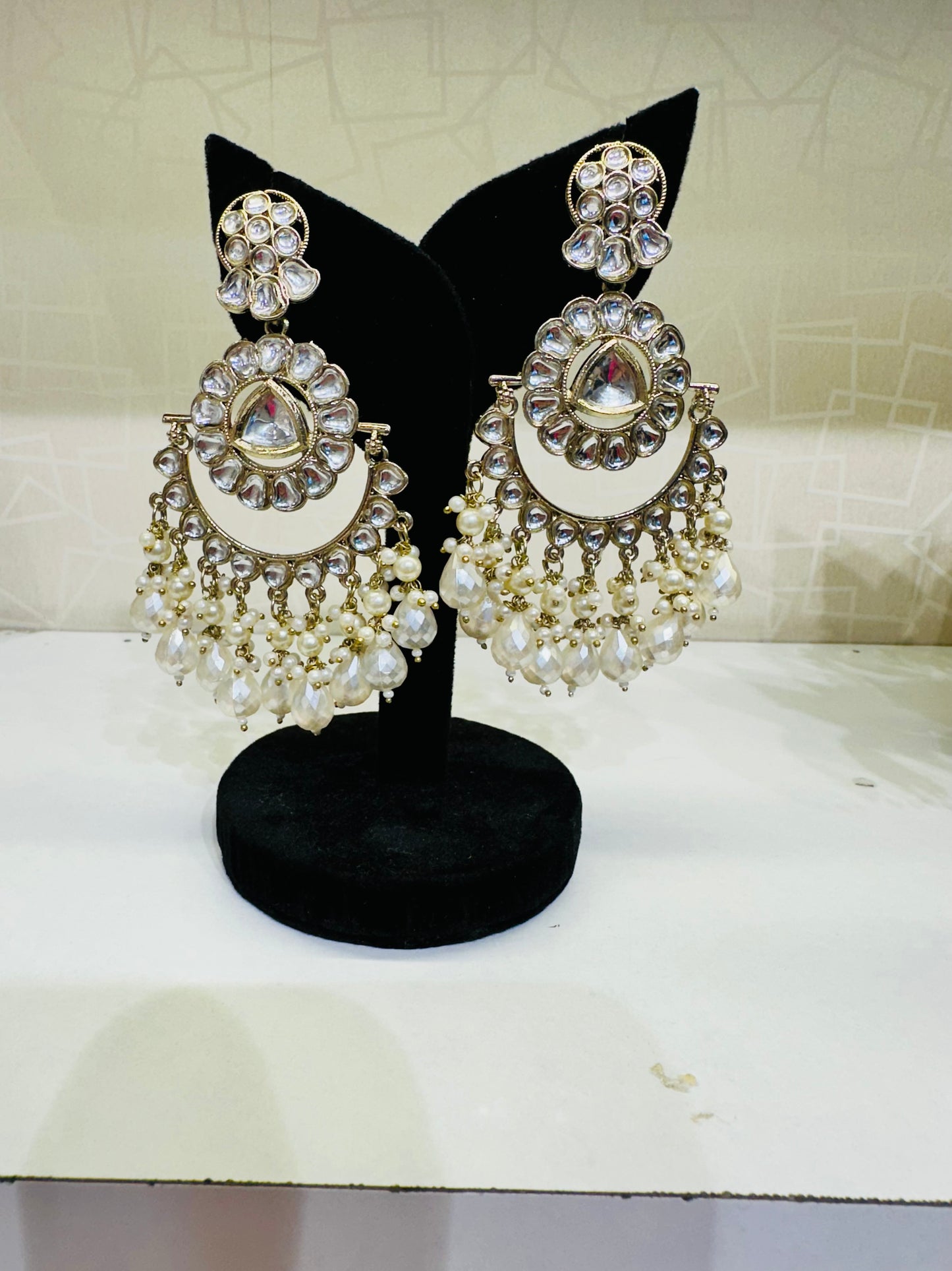 HeyBae Traditional Chandbali Kundan Pearl Earrings for Women – Ethnic Wedding Jewelry