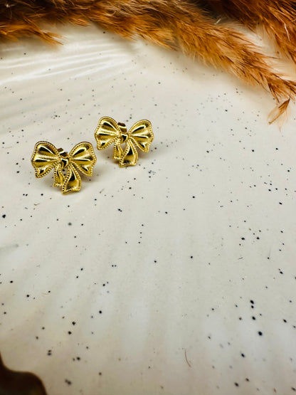 HeyBae Gold Bow Stud Earrings for Women - Elegant & Stylish