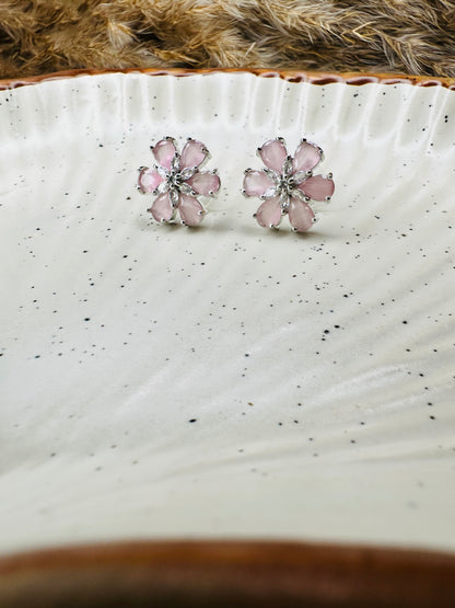 HeyBae Elegant AD Stone Flower Earrings