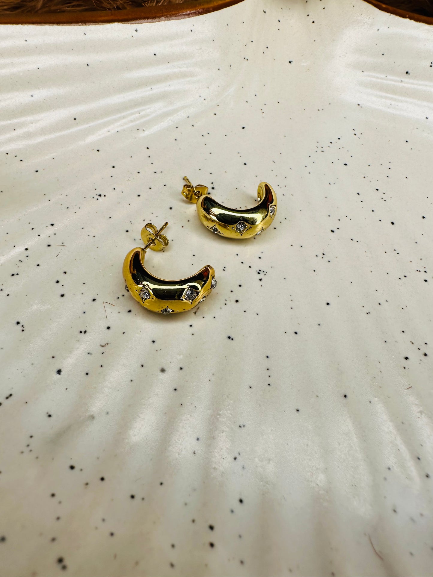 HeyBae Gold Plated Hoop Studded Earrings for Women