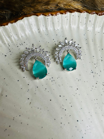 HeyBae Elegant AD Stud Teardrop Stone Earrings for Ethnic Wear