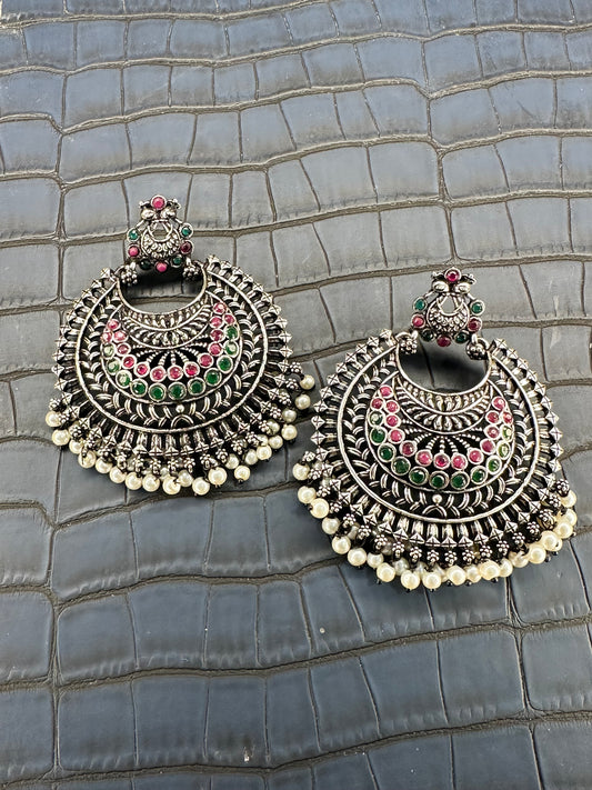 HeyBae Big Oxidised Jhumkas for Women – Ethnic & Western Statement Earrings