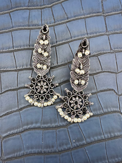 HeyBae Big Oxidised Earrings for Women – Ethnic & Western Statement Earrings