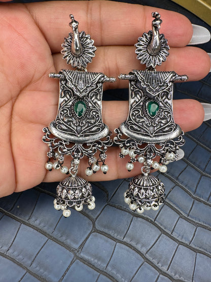 HeyBae Big Oxidised Earrings for Women – Ethnic & Western Statement Earrings