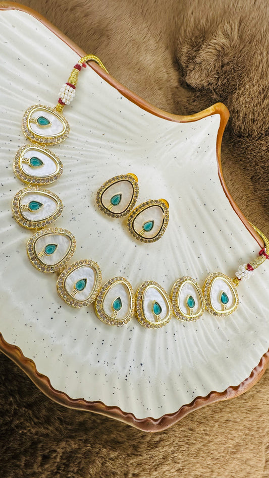 Hey Bae Ethnic Kundan Necklace Set with Earrings – Traditional & Festive Jewelry