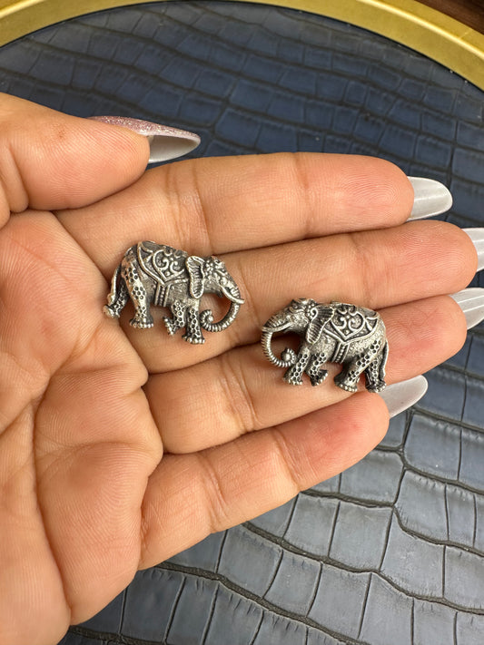 HeyBae Oxidised Elephant Stud Earrings