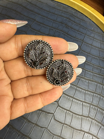 HeyBae Oxidised Brass Stud Earrings - Heavy Quality, Lightweight
