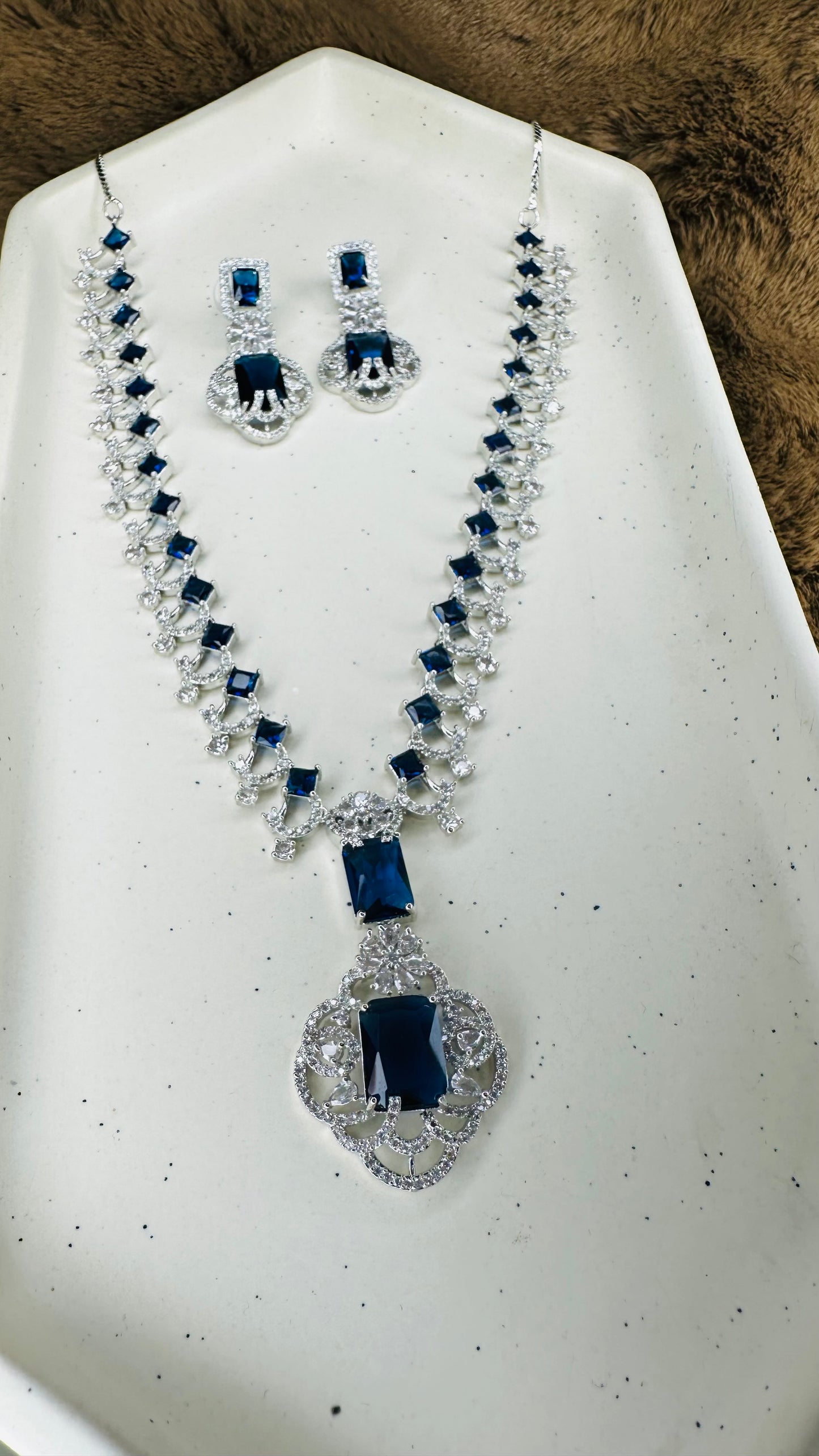 HeyBae Sapphire American Diamond Jewelry Set for Special Occasions