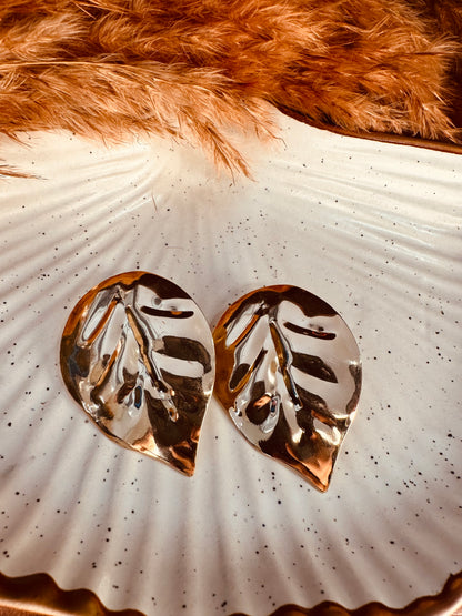 HeyBae Silver Metal Quirky Leaf Earrings for Women & Girls