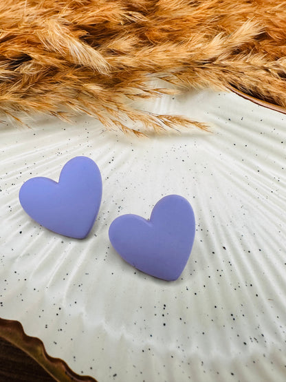 Heybae Purple Heart Statement Earrings - Stylish Quirky Earrings