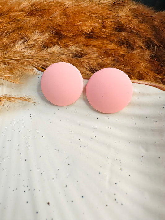 HeyBae Round Pink Stud Earrings - Perfect for Ethnic & Western Wear