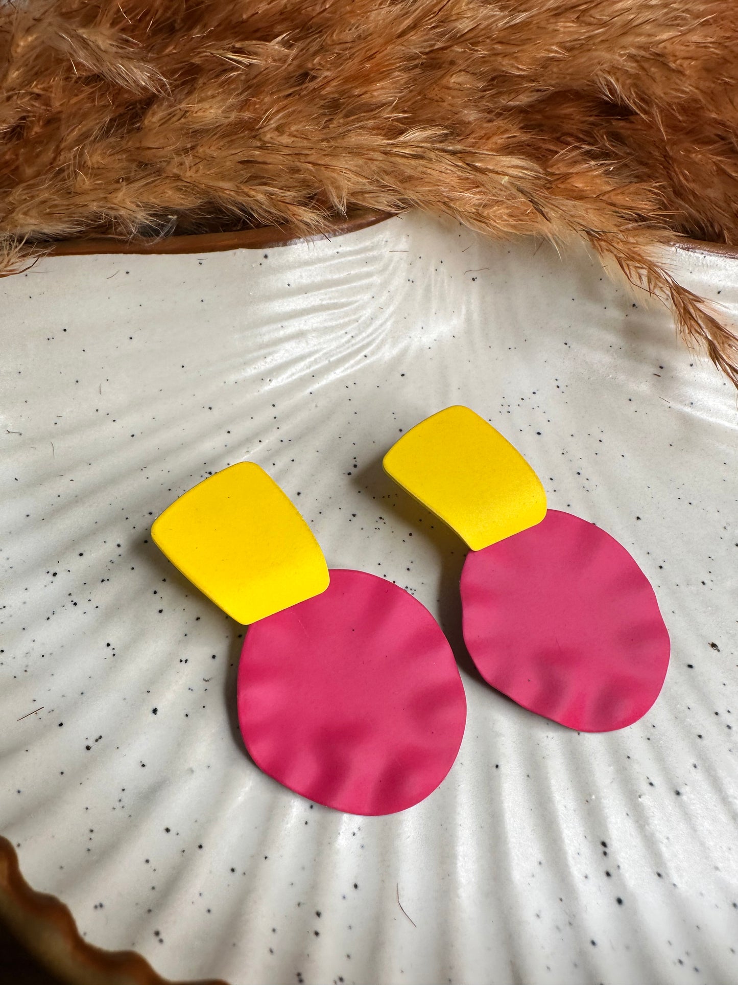 Heybae Quirky Geometric Colorful Earrings for Women - Colorful Statement Earrings