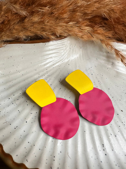 Heybae Quirky Geometric Colorful Earrings for Women - Colorful Statement Earrings