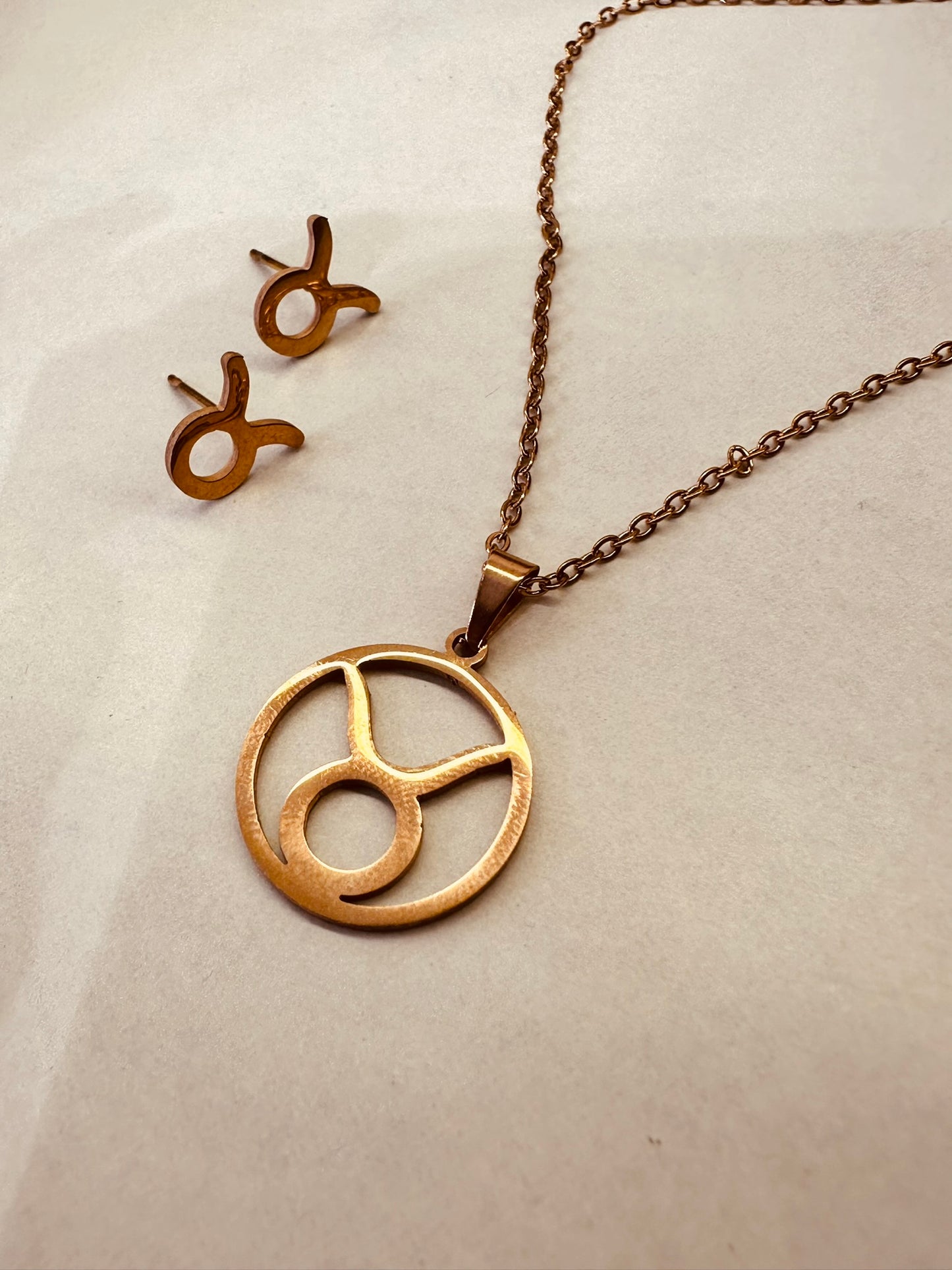 HeyBae Zodiac Pendant & Earring Set | Gold Stainless Steel | ₹499 (Aquarius · January 20 - February 18)