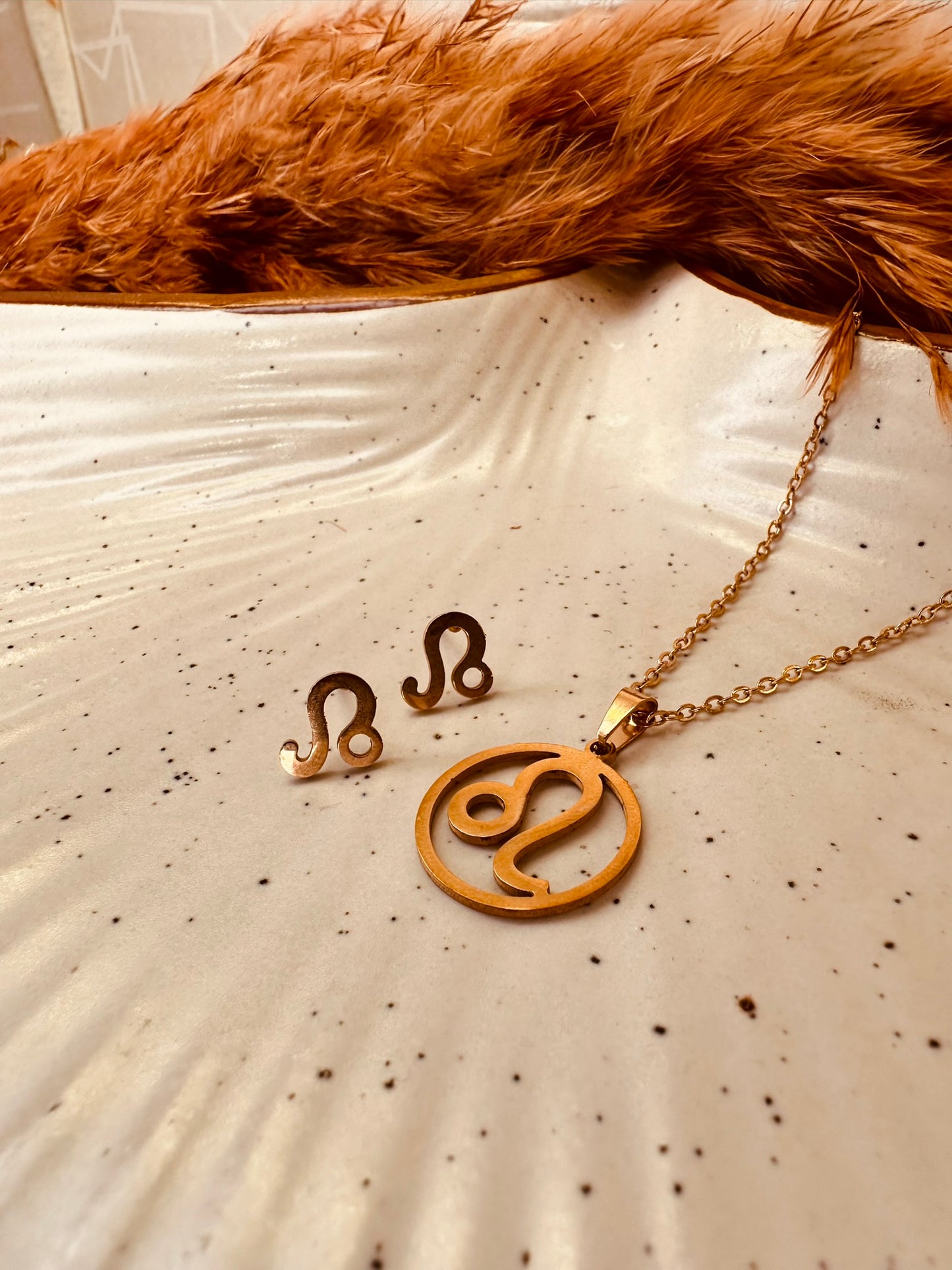 HeyBae Zodiac Pendant & Earring Set | Gold Stainless Steel | ₹499 (Aquarius · January 20 - February 18)