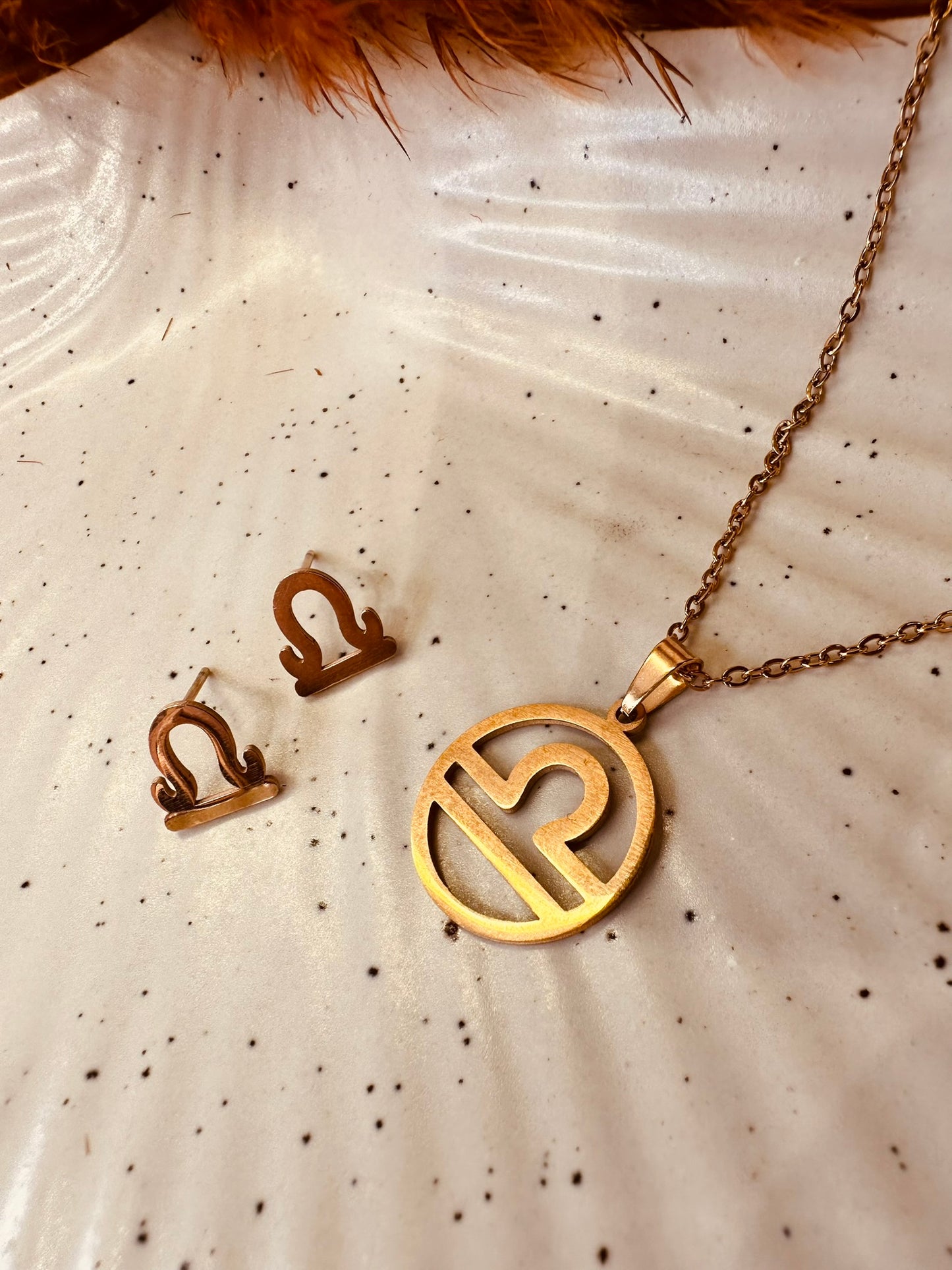 HeyBae Zodiac Pendant & Earring Set | Gold Stainless Steel | ₹499 (Aquarius · January 20 - February 18)