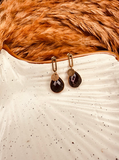 Heybae Black and Gold Drop Earrings