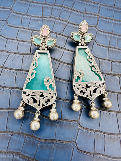 HeyBae Big Oxidised Earrings for Women – Ethnic & Western Statement Earrings