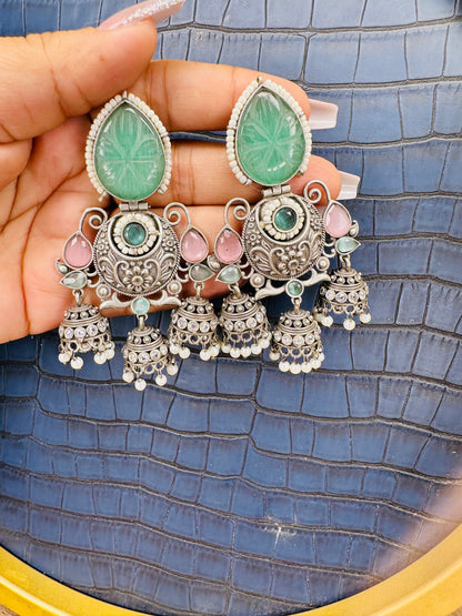 HeyBae Big Oxidised Earrings for Women – Ethnic & Western Statement Earrings