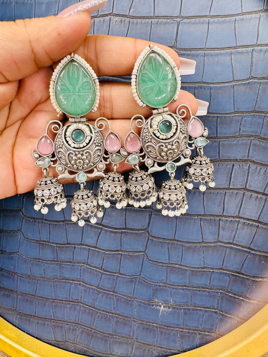 HeyBae Big Oxidised Earrings for Women – Ethnic & Western Statement Earrings