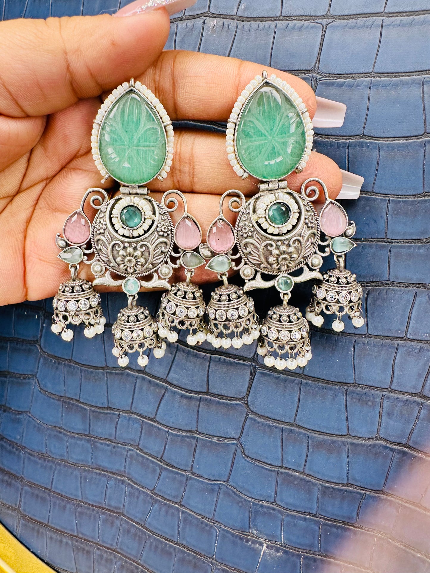 HeyBae Big Oxidised Earrings for Women – Ethnic & Western Statement Earrings