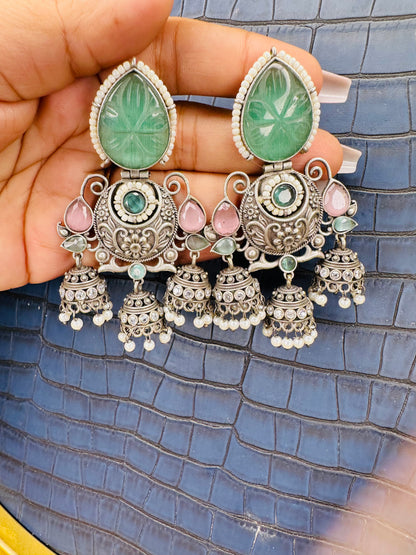 HeyBae Big Oxidised Earrings for Women – Ethnic & Western Statement Earrings