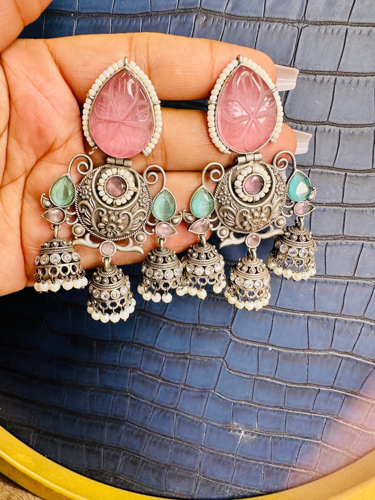 HeyBae Big Oxidised Earrings for Women – Ethnic & Western Statement Earrings