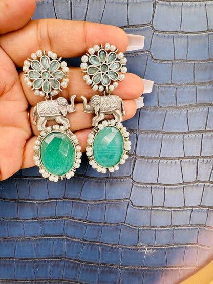 HeyBae Oxidised Elephant Stud Chandelier Earnings