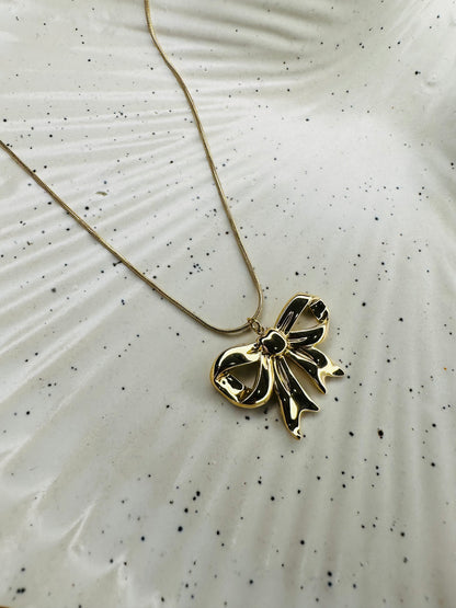 HeyBae Gold Bow Pendant Necklace | Elegant Ethnic & Western Jewelry