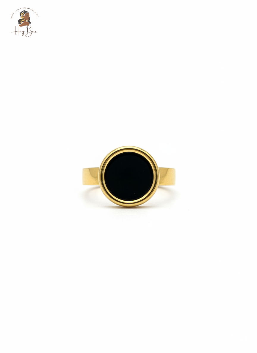 Midnight Black Gold Ring - Anti-Tarnish Statement Jewellery - Hey Bae