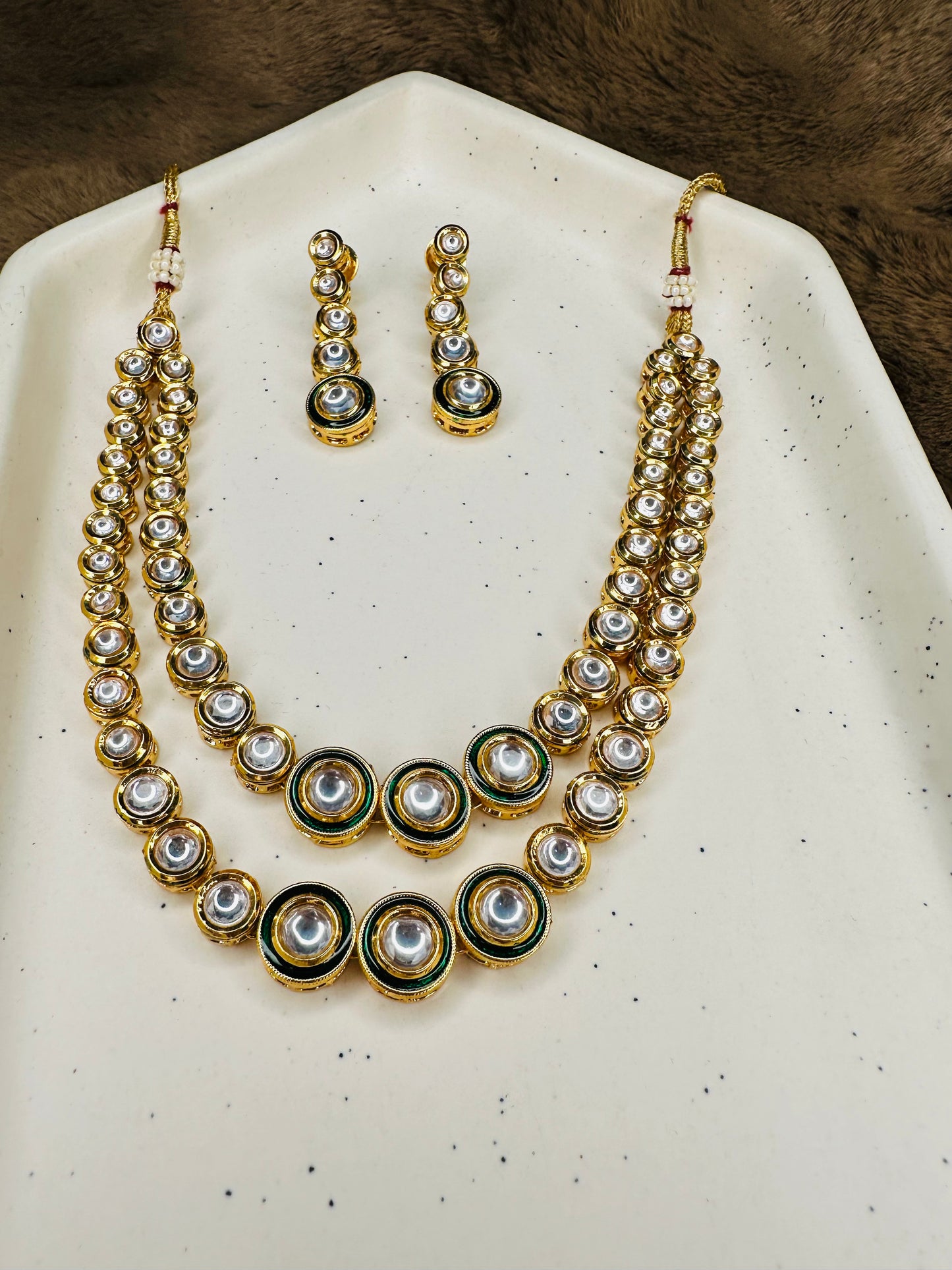 Drop earrings – kundan double row set