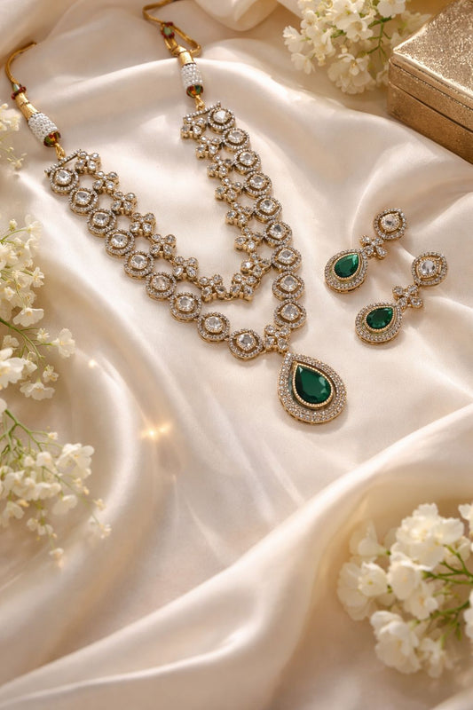 Emerald Grace Moissanite Necklace Set