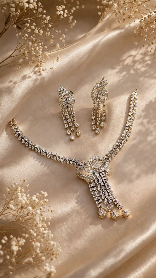 Hey Bae Crystal Cascade Bridal Jewelry Set