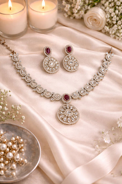 Ruby Radiance Crystal Necklace Set