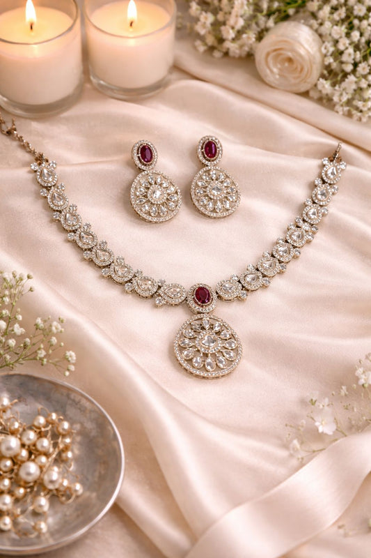 Ruby Radiance Crystal Necklace Set