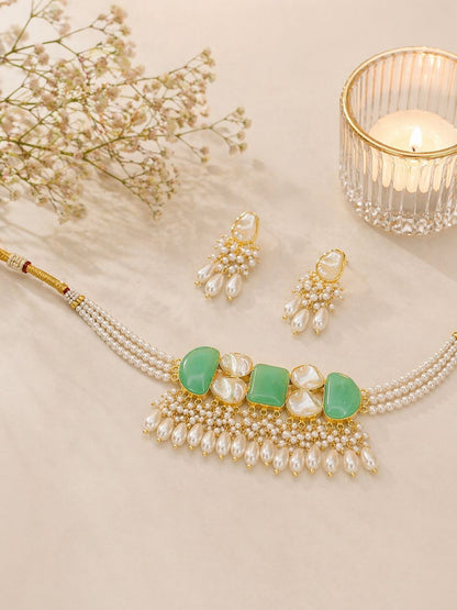 Hey Bae Mint Pearl Elegance Choker Set