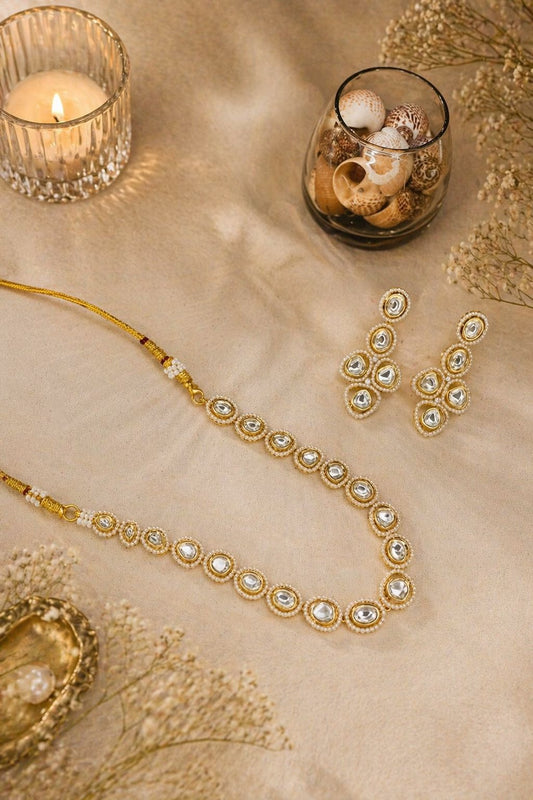 Hey Bae Moissanite Kundan Necklace Set in Rose Gold – Party & Bridal Statement Jewelry