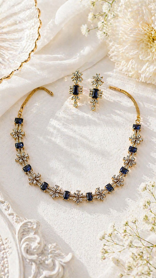 Midnight Bloom Crystal Necklace Set