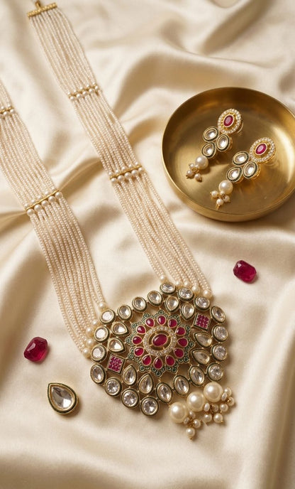 Hey Bae Maharani Pearl Kundan Necklace Set