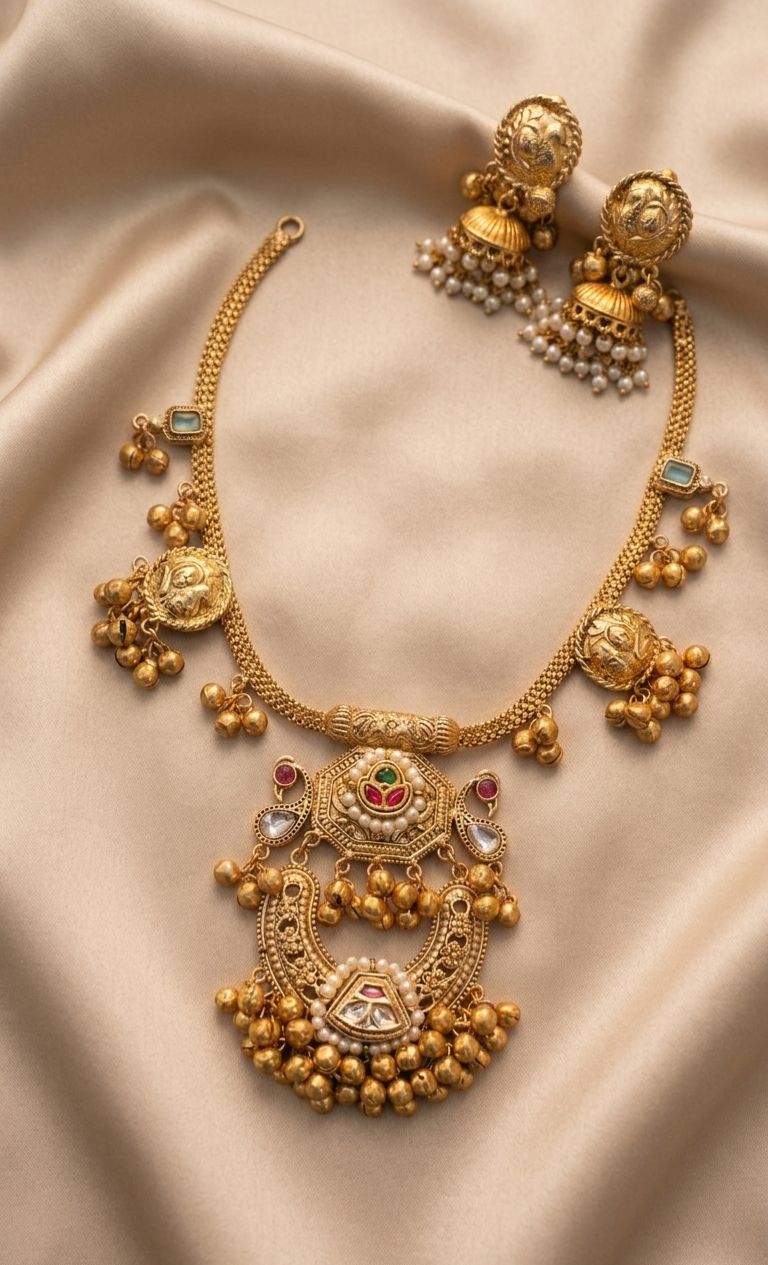 Hey Bae Rajwada Chandrika Necklace Set,