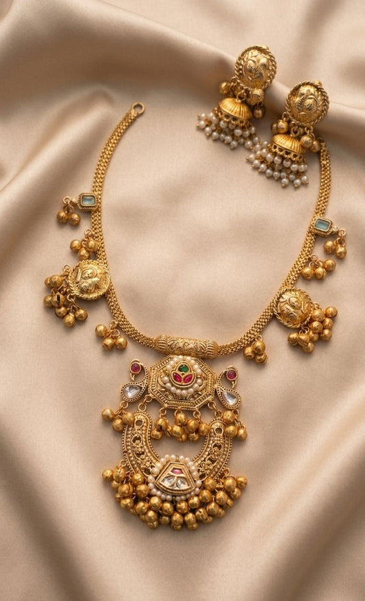 Hey Bae Rajwada Chandrika Necklace Set,