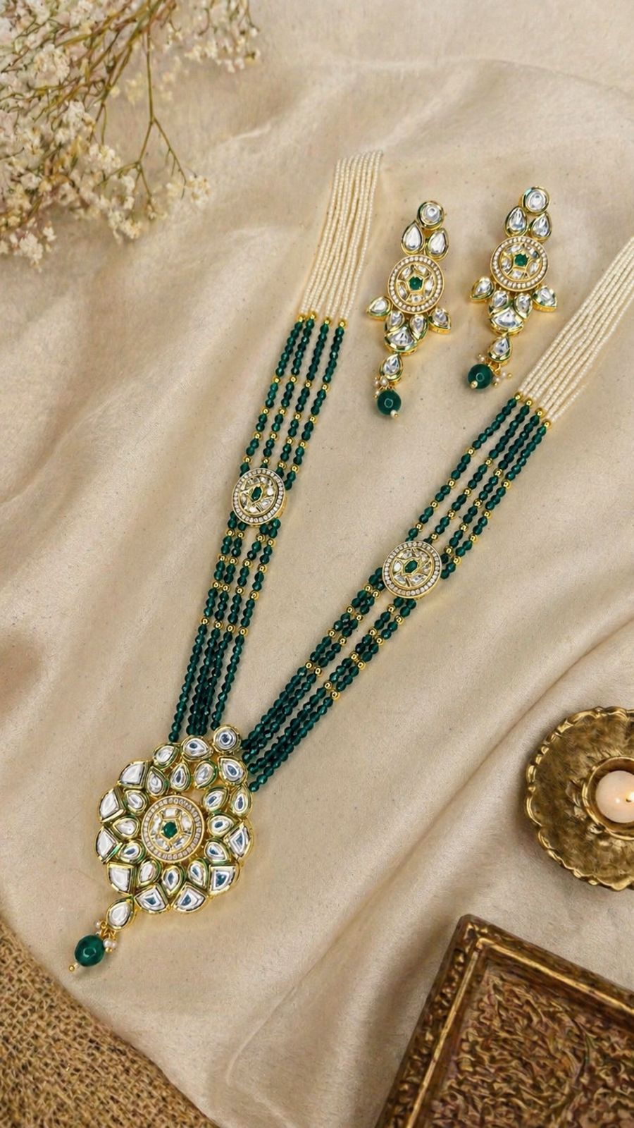 Hey Bae Meher Emerald Kundan Long Set