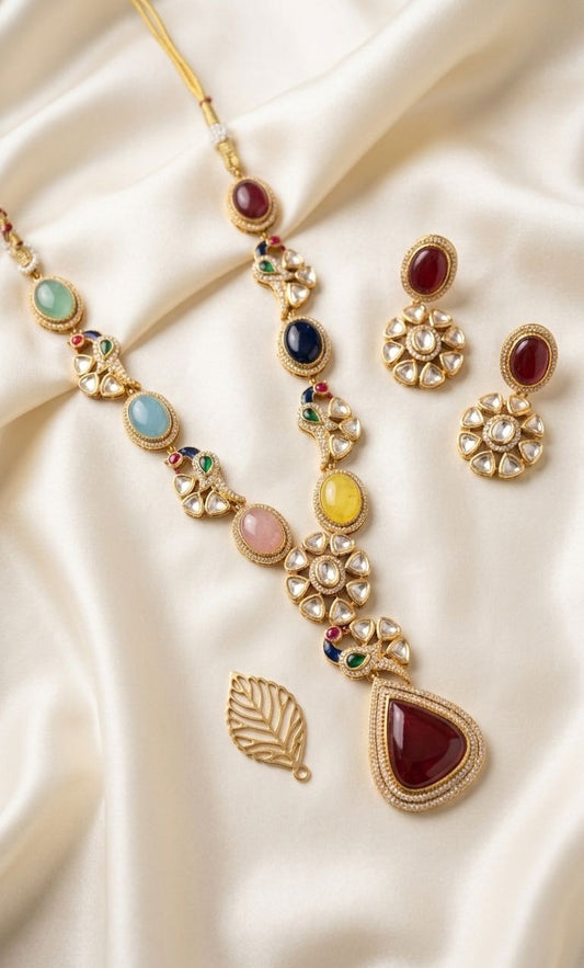 Hey Bae  Navrang Kundan Statement Necklace Set