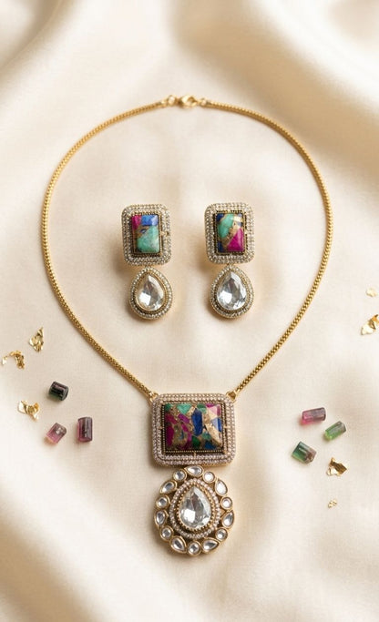 Hey Bae Aurora Mosaic Pendant Necklace Set