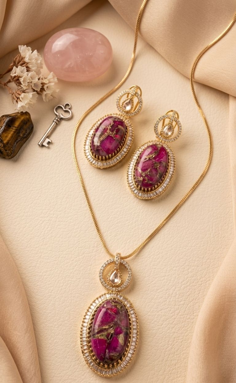 Hey Bae Ruby Aura Pendant Set