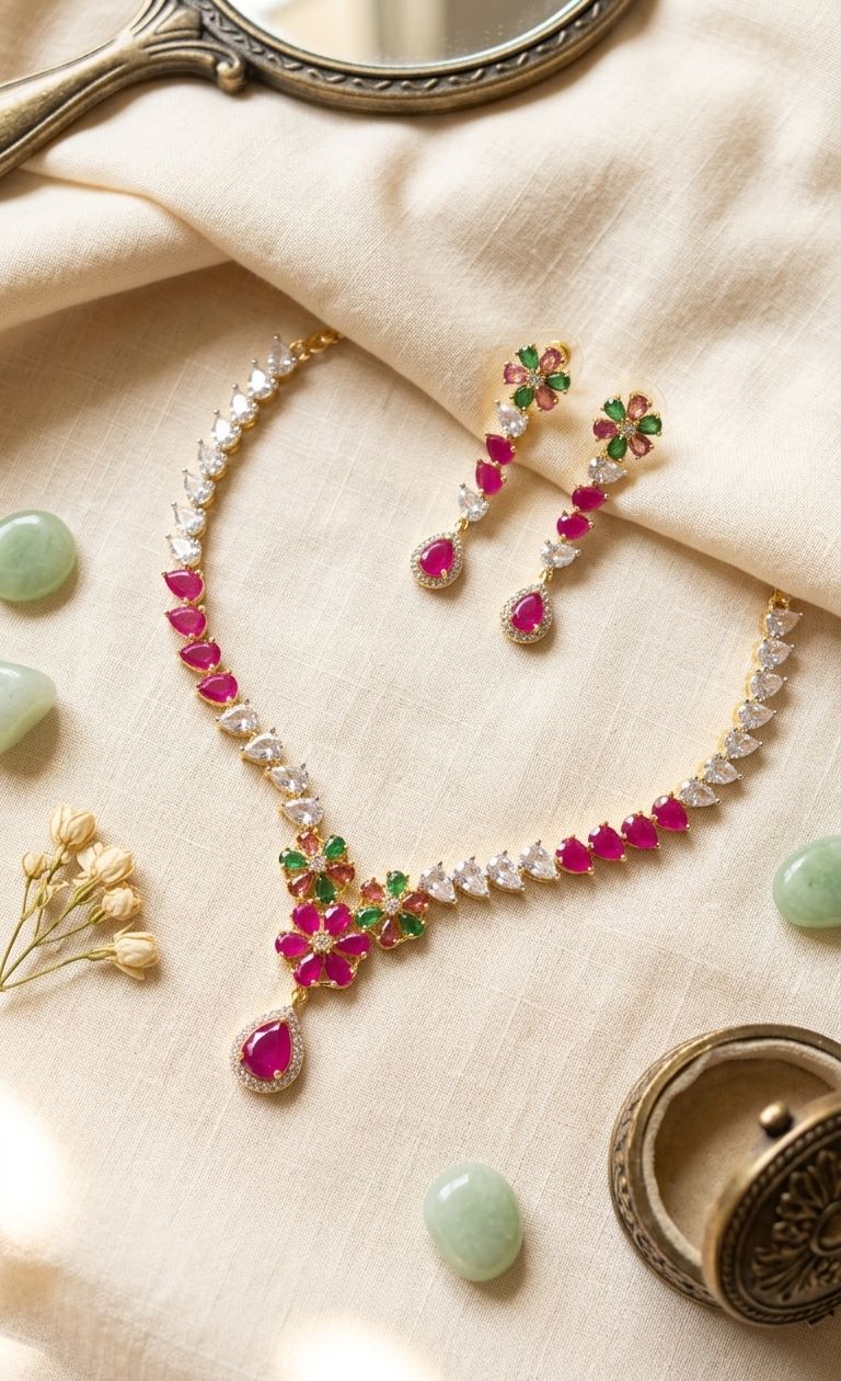 Gulnaar Blossom Necklace Set,